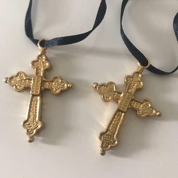 Gemstone / Gold Cross Pendants - set of 2 - Picture 5 of 7